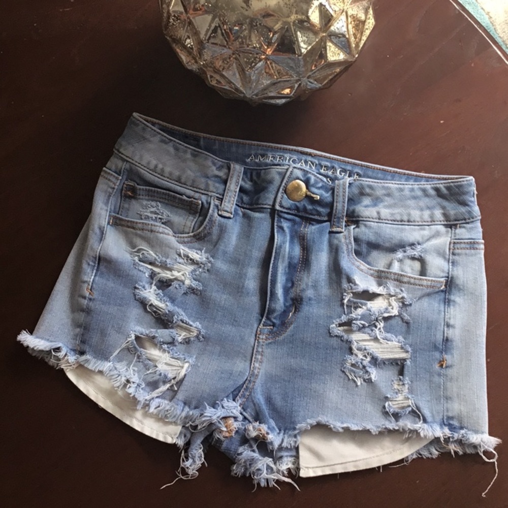 American Eagle Denim Hi*Rise Shortie Shorts Sz4